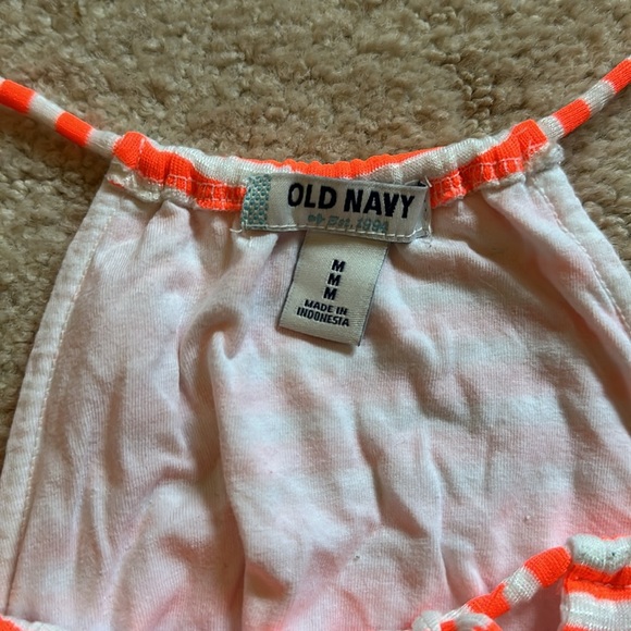 Old Navy Size Medium Orange and White Stripped Tank Top - Picture 3 of 5
